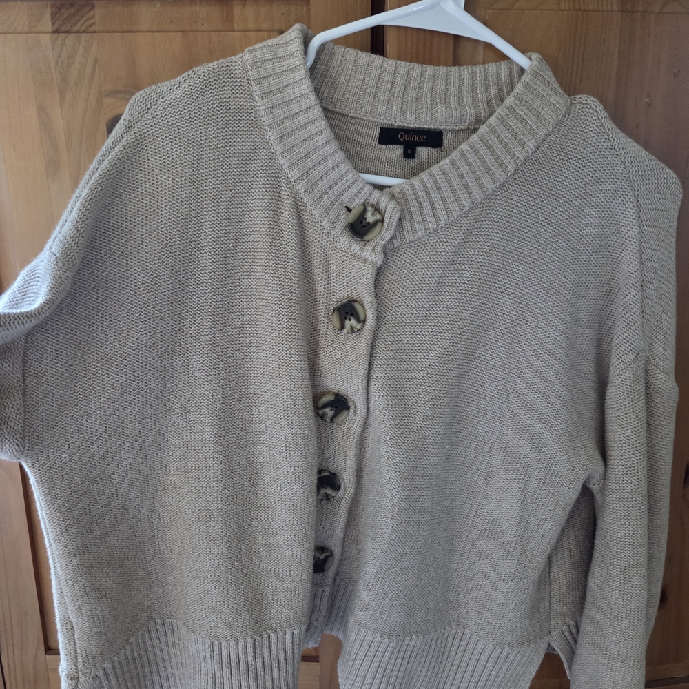 Quince Beige Cardigan Sweater